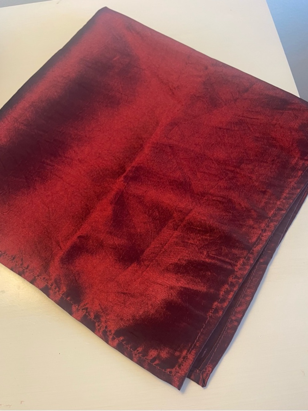 Pocket Square Deep Red with Black Ombre Shading  17 X 18 inches